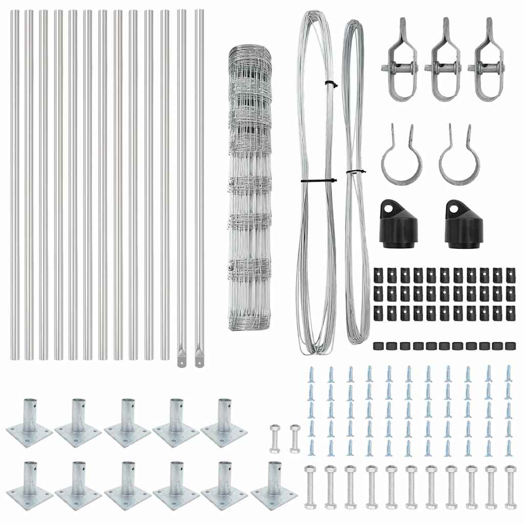 Wildzaun Silber 25 x 1 m Verzinkter Stahl